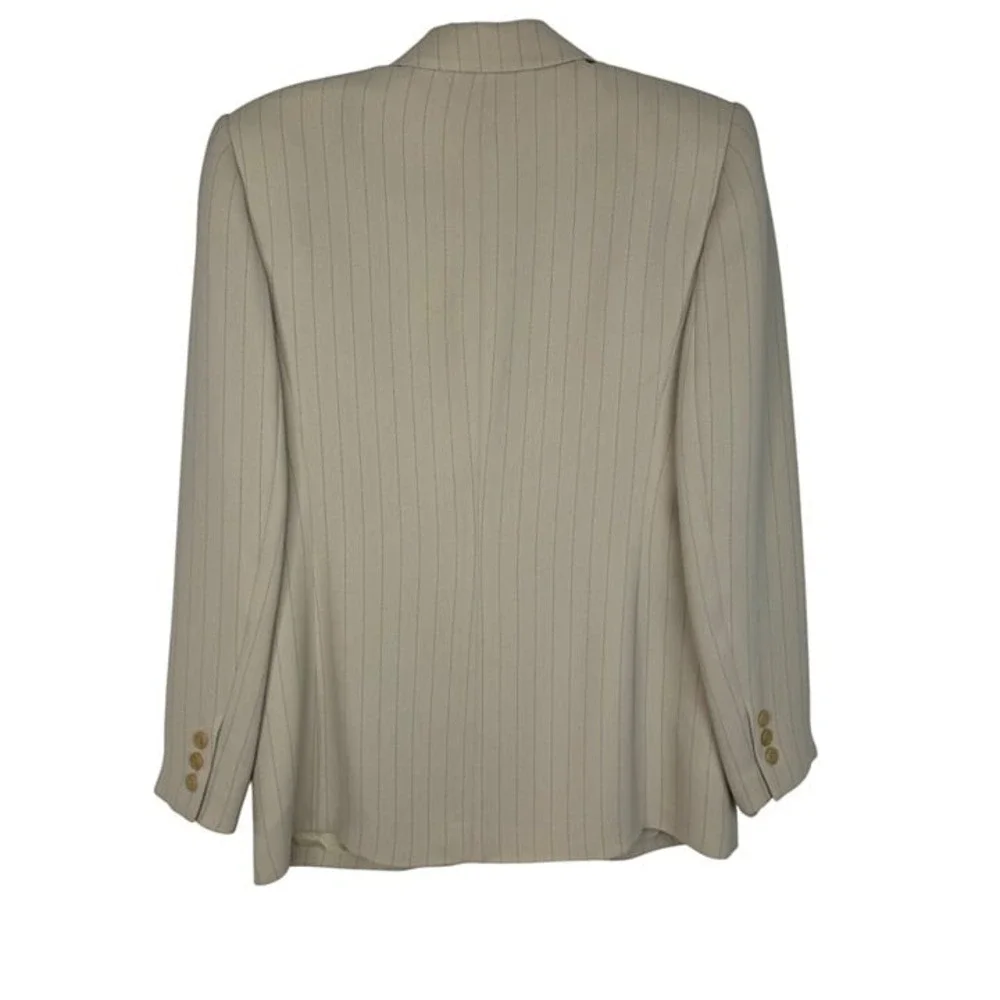 Vintage Beige Petite Sophisticate Collectibles Women's Size 6‎ Blazer Pinstripe